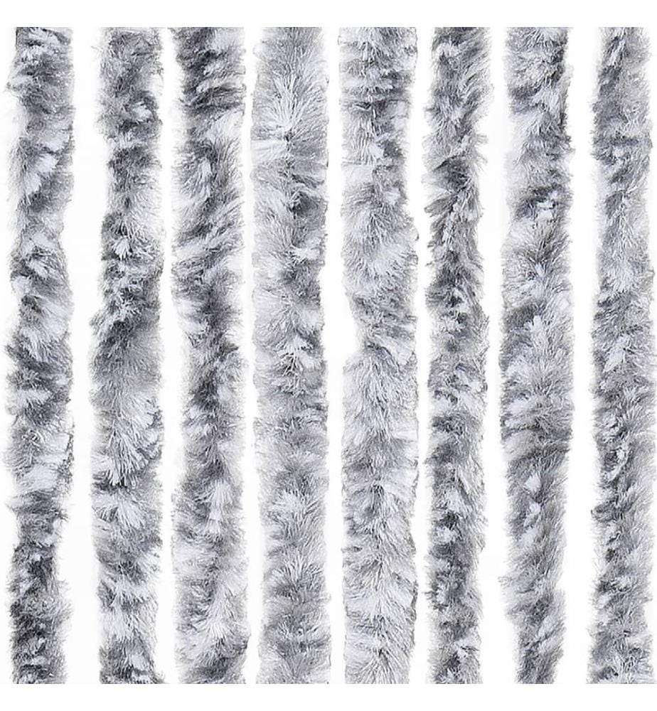 Rideau anti-mouches blanc et gris 100x200 cm chenille