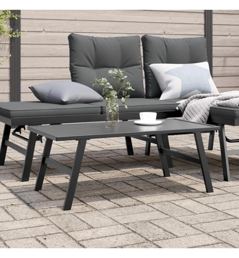 Garten-Couchtisch Schwarz 90x45x35 cm Pulverbeschichteter Stahl