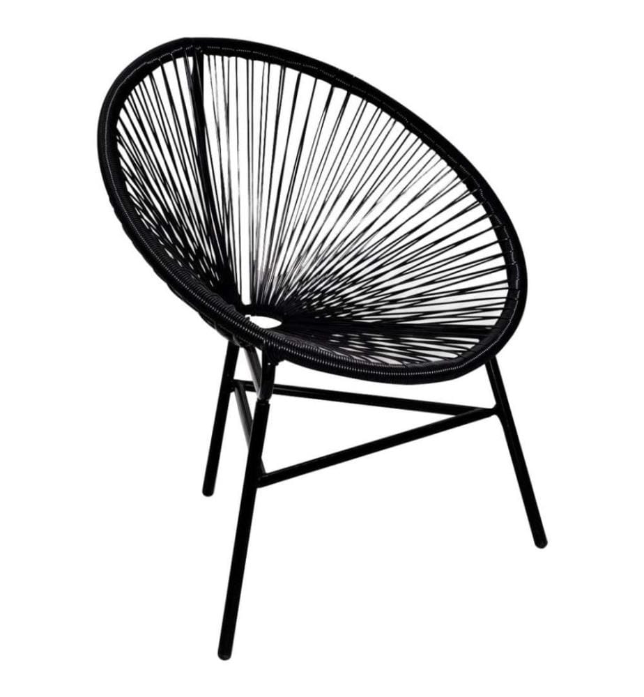 Chaise de jardin forme de lune Résine tressée Noir