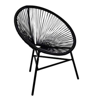 Chaise de jardin forme de lune Résine tressée Noir