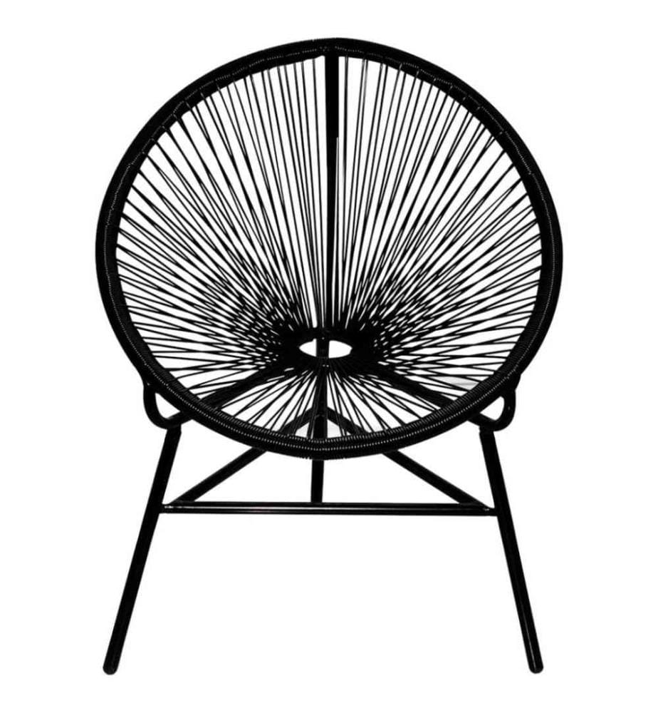 Chaise de jardin forme de lune Résine tressée Noir
