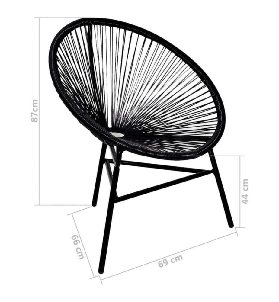 Chaise de jardin forme de lune Résine tressée Noir