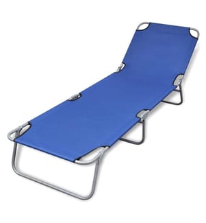 Chaise longue pliable acier enduit de poudre bleu