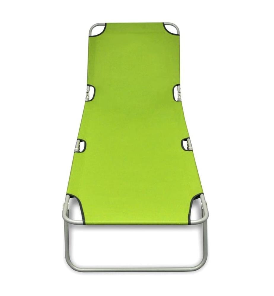 Chaise longue pliable acier enduit de poudre vert pomme