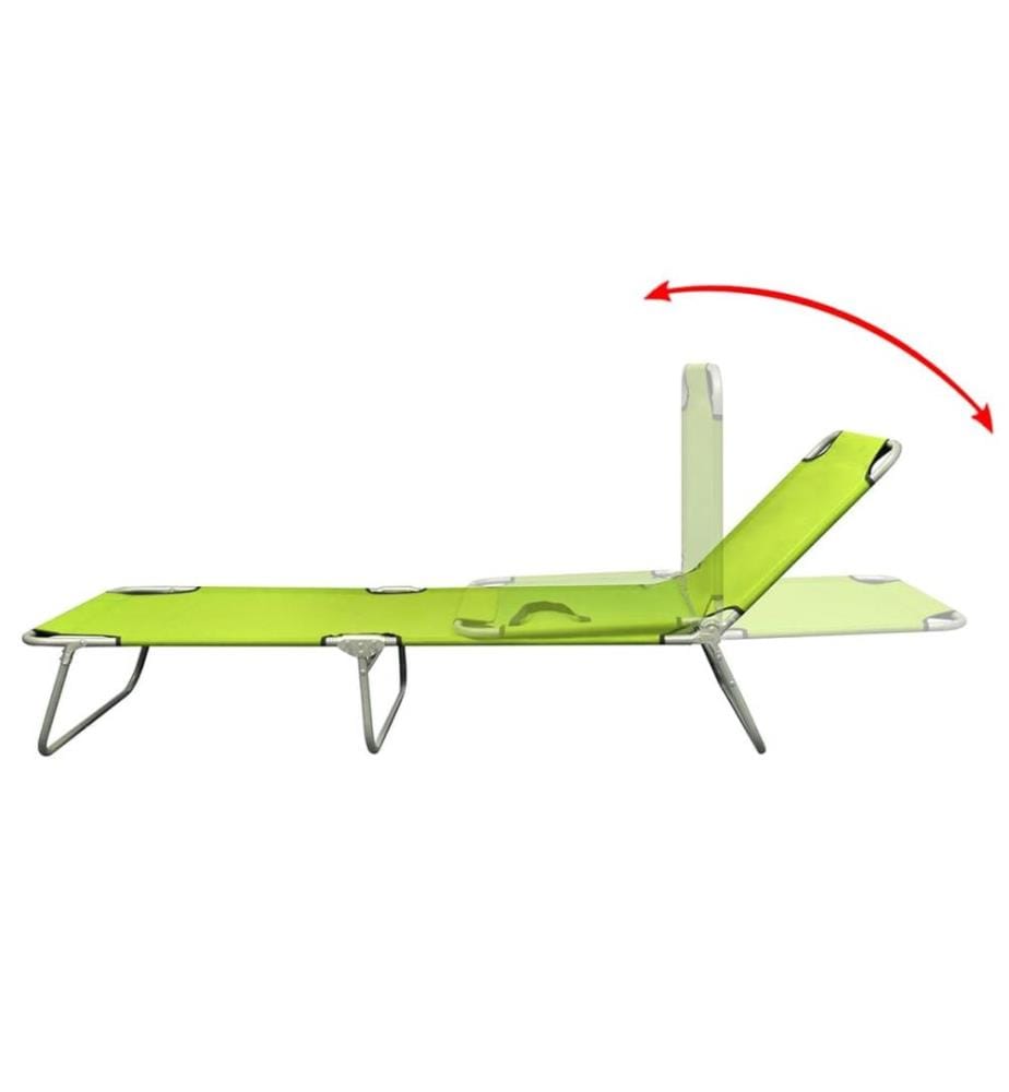 Chaise longue pliable acier enduit de poudre vert pomme