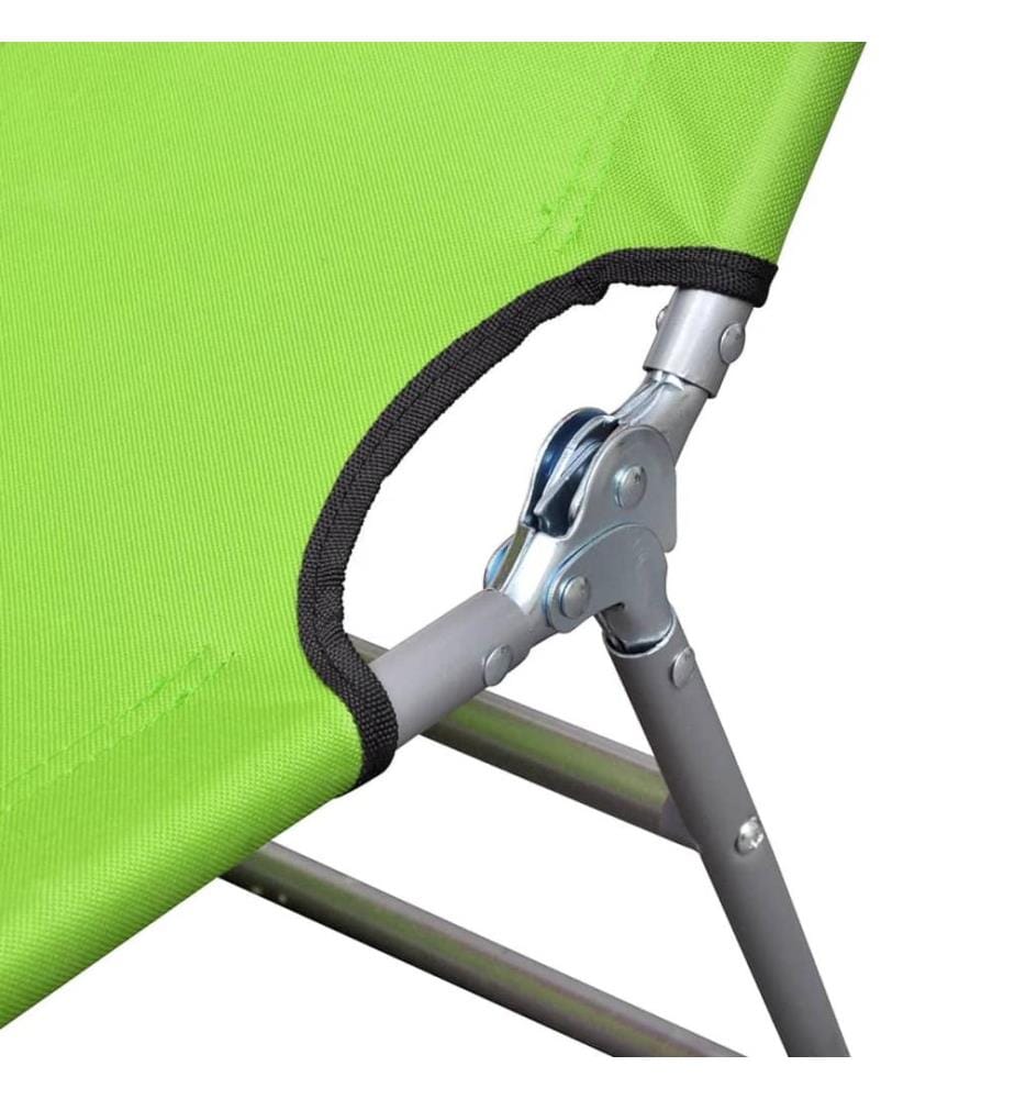 Chaise longue pliable acier enduit de poudre vert pomme