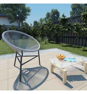 Chaise de jardin sous forme de lune Résine tressée Gris