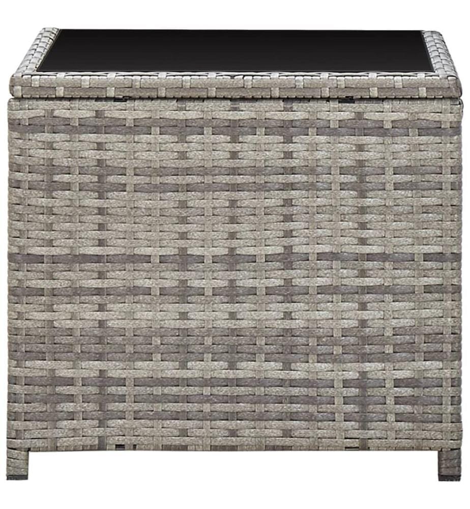 Couchtisch Grau 45x45x40 cm Poly Rattan und Glas