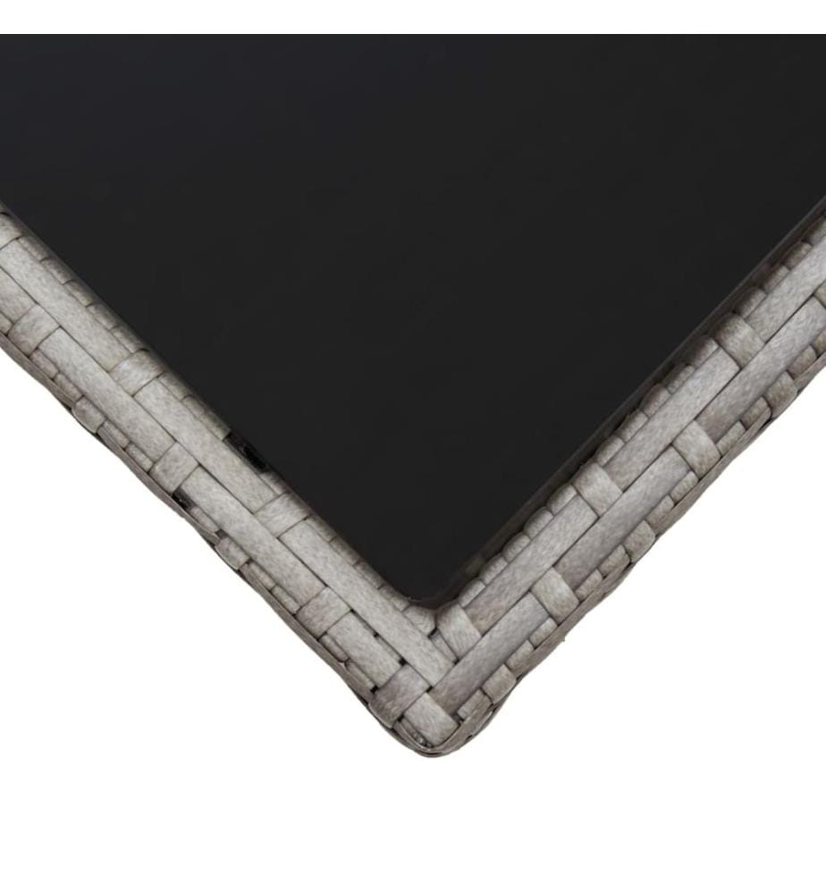 Couchtisch Grau 45x45x40 cm Poly Rattan und Glas