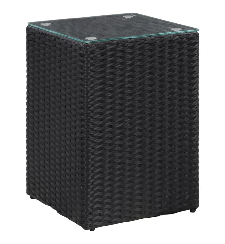 Beistelltische 3 Stk. mit Glasplatte Schwarz Poly Rattan