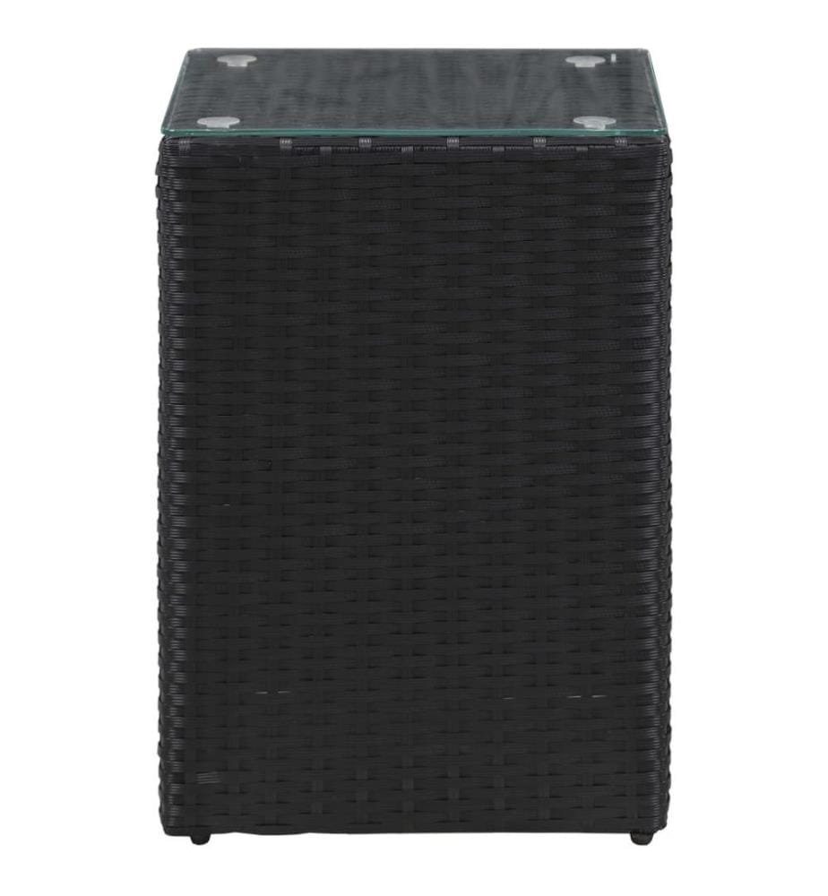 Beistelltische 3 Stk. mit Glasplatte Schwarz Poly Rattan