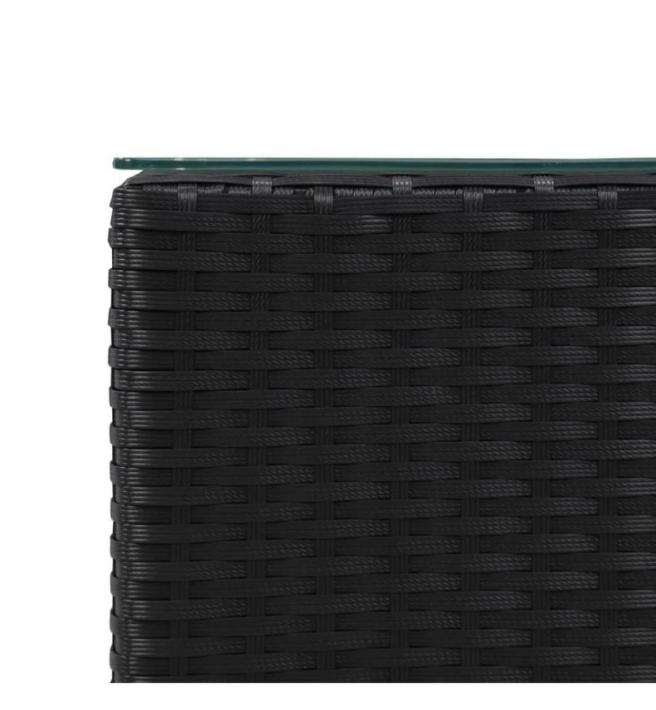 Beistelltische 3 Stk. mit Glasplatte Schwarz Poly Rattan