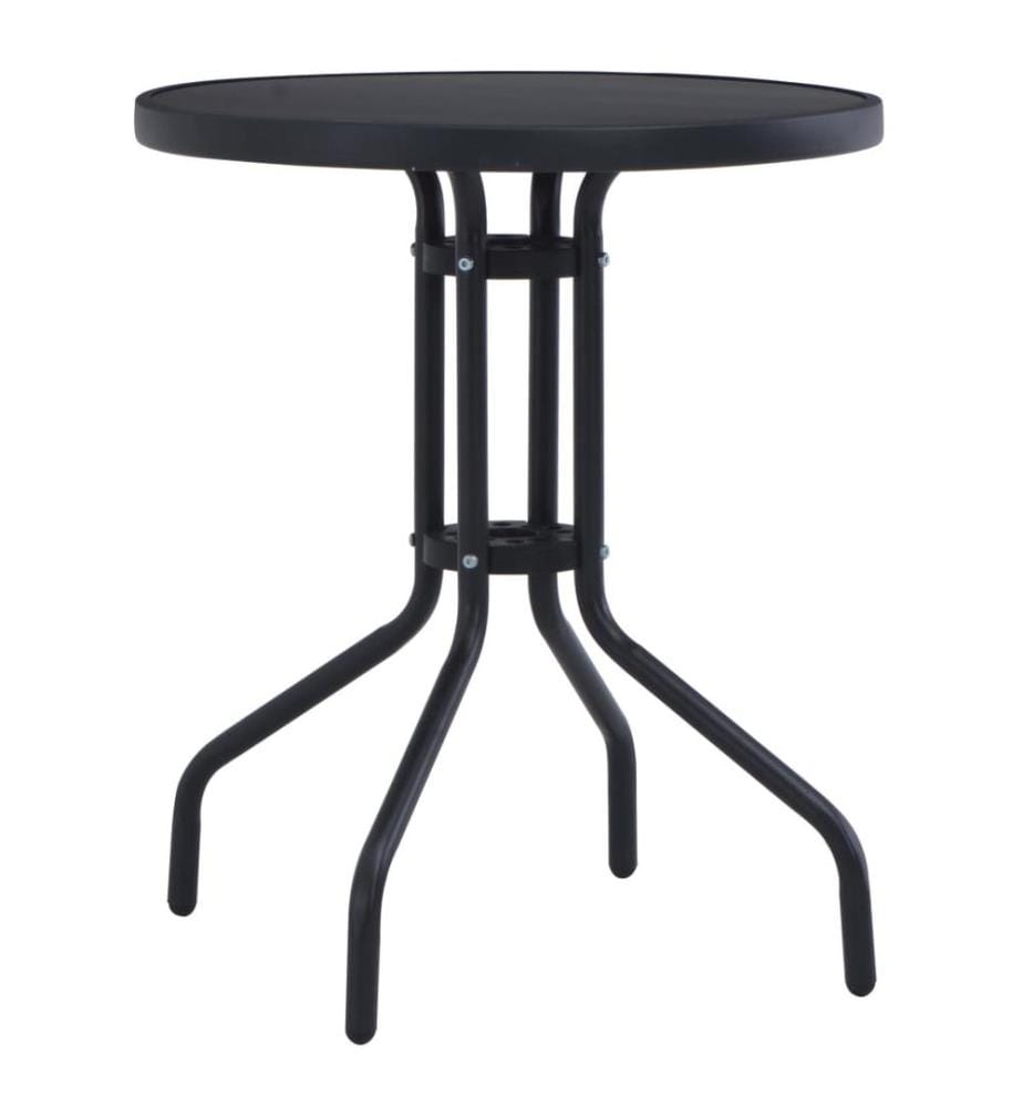 Gartentisch Schwarz 80 cm Stahl und Glas