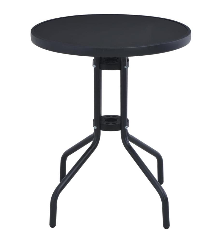 Gartentisch Schwarz 80 cm Stahl und Glas