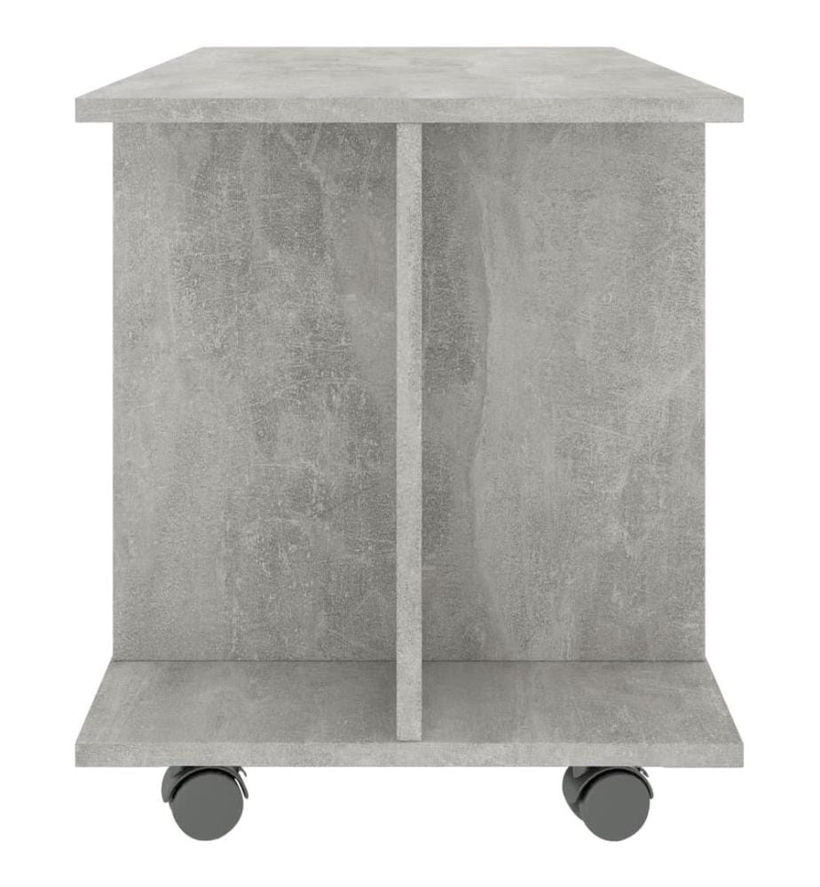Meuble TV et roulettes gris béton 80x40x45 cm bois d'ingénierie