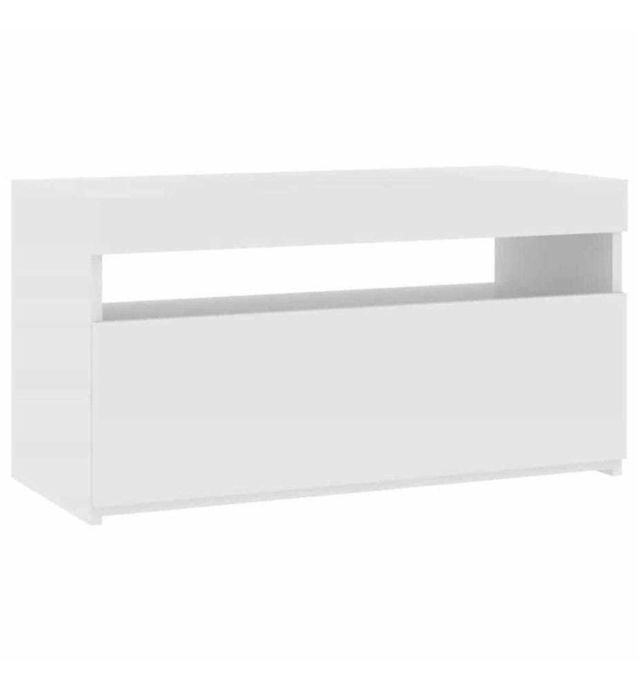 Meuble TV avec lumières LED Blanc 75x35x40 cm