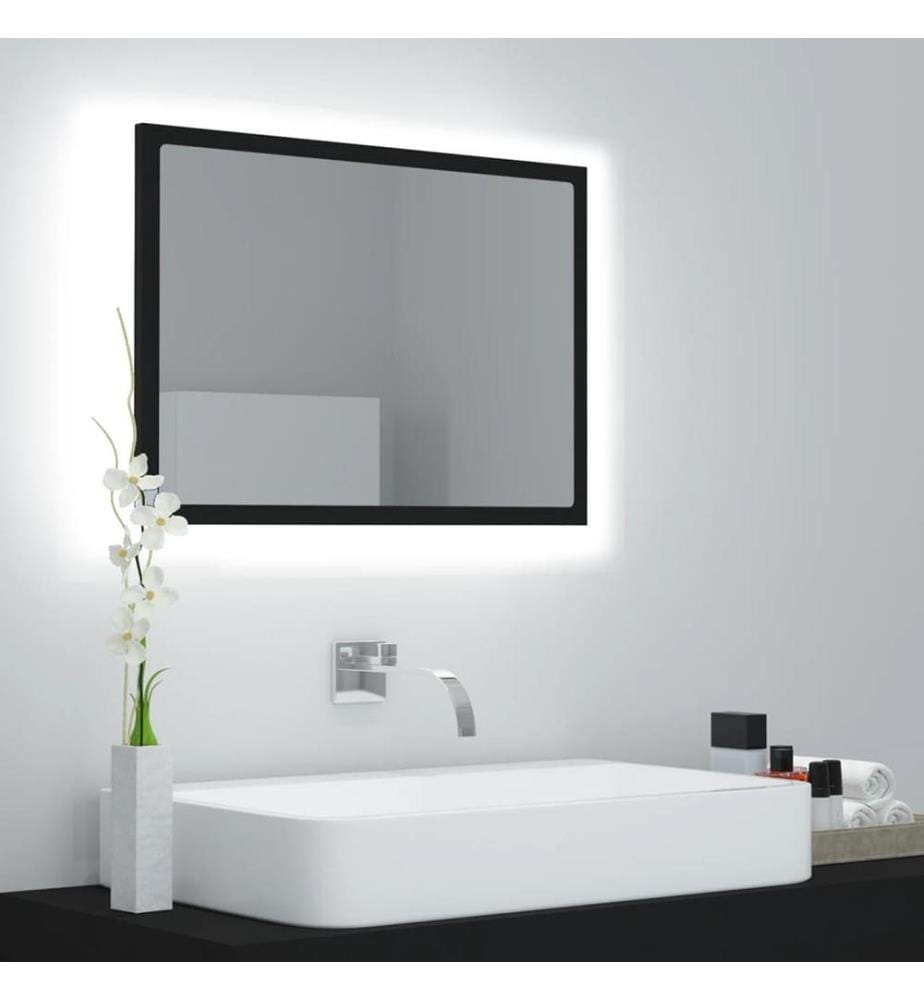LED-Badspiegel Schwarz 60x8,5x37 cm Acryl