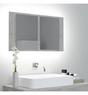 LED-Bad-Spiegelschrank Betongrau 80x12x45 cm Acryl