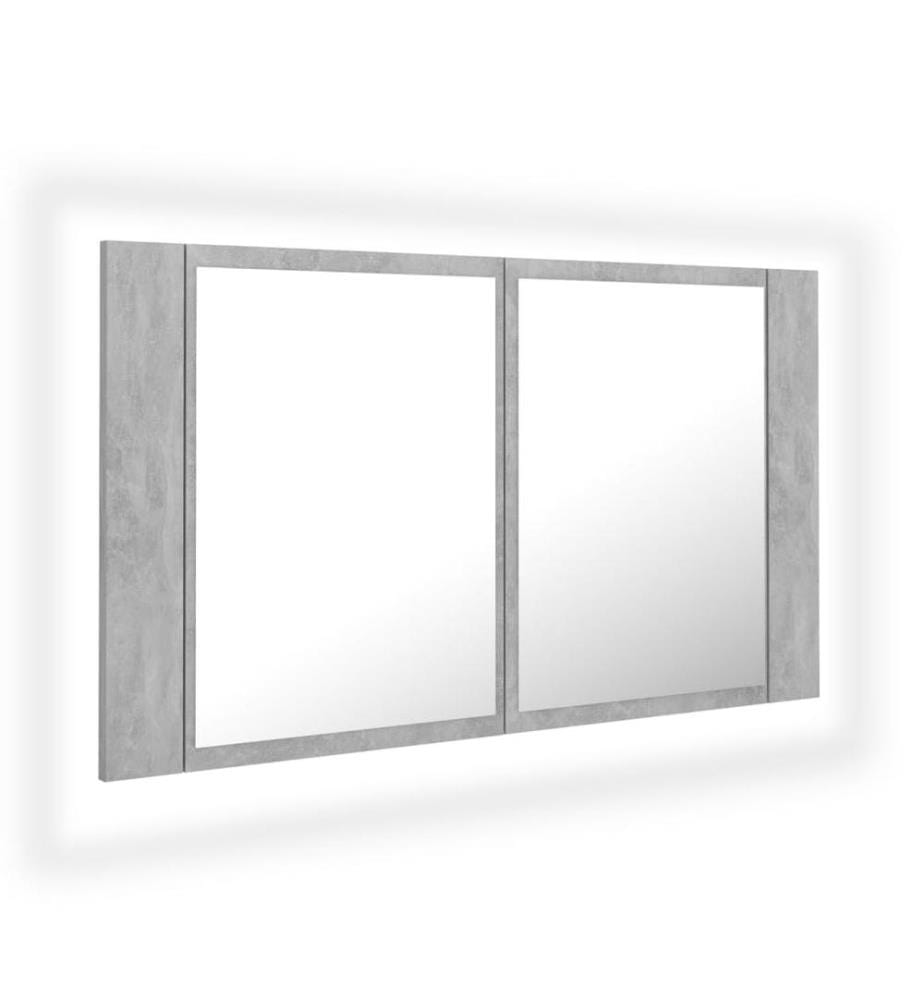LED-Bad-Spiegelschrank Betongrau 80x12x45 cm Acryl