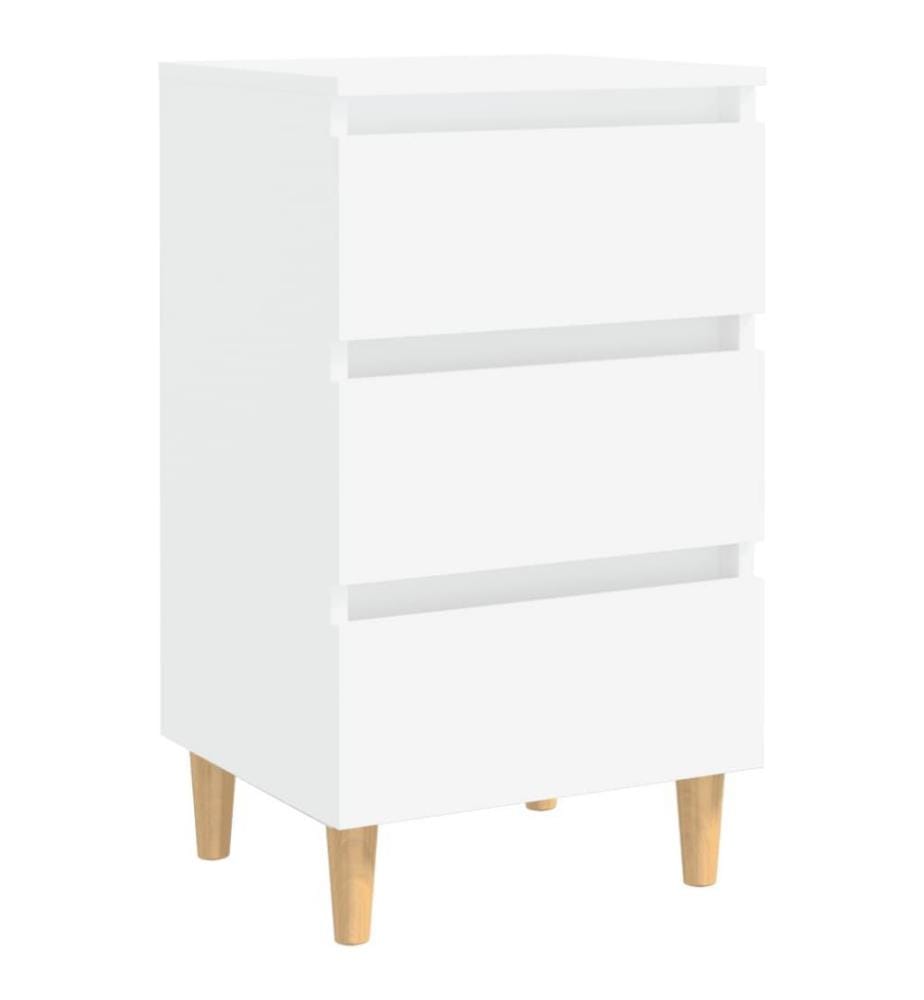 Nachttisch mit Massivholz-Beinen Weiss 40x35x69 cm