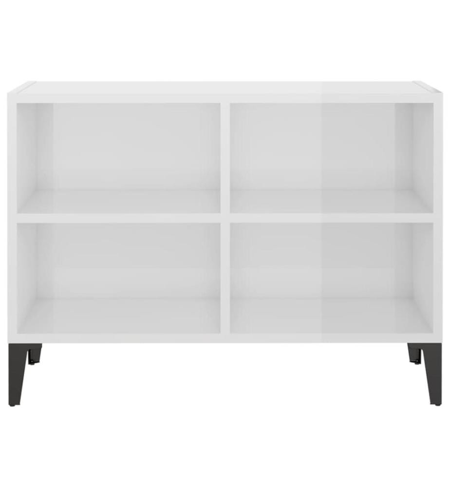 Meuble TV avec pieds en métal Blanc brillant 69,5x30x50 cm