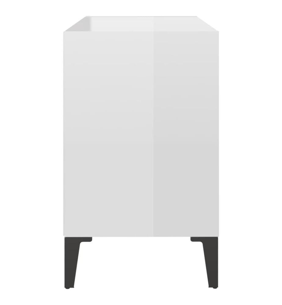 Meuble TV avec pieds en métal Blanc brillant 69,5x30x50 cm