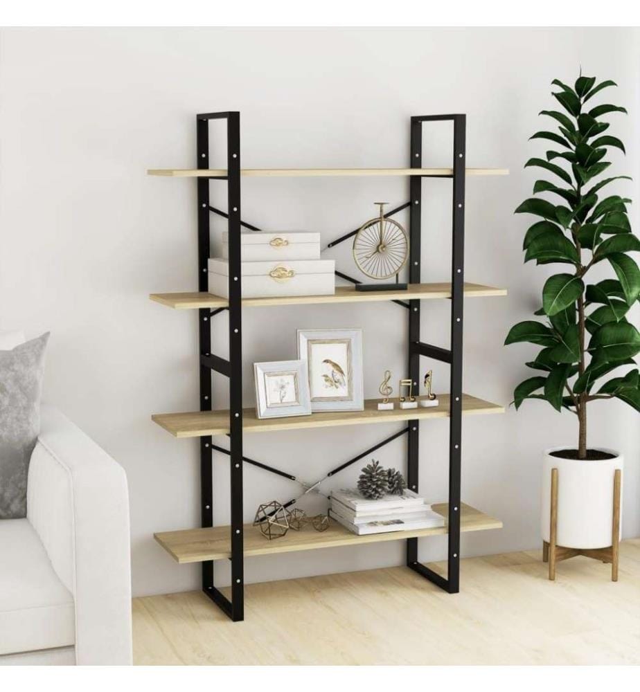 Bibliothèque à 4 niveaux Chêne sonoma 100x30x140 cm Aggloméré