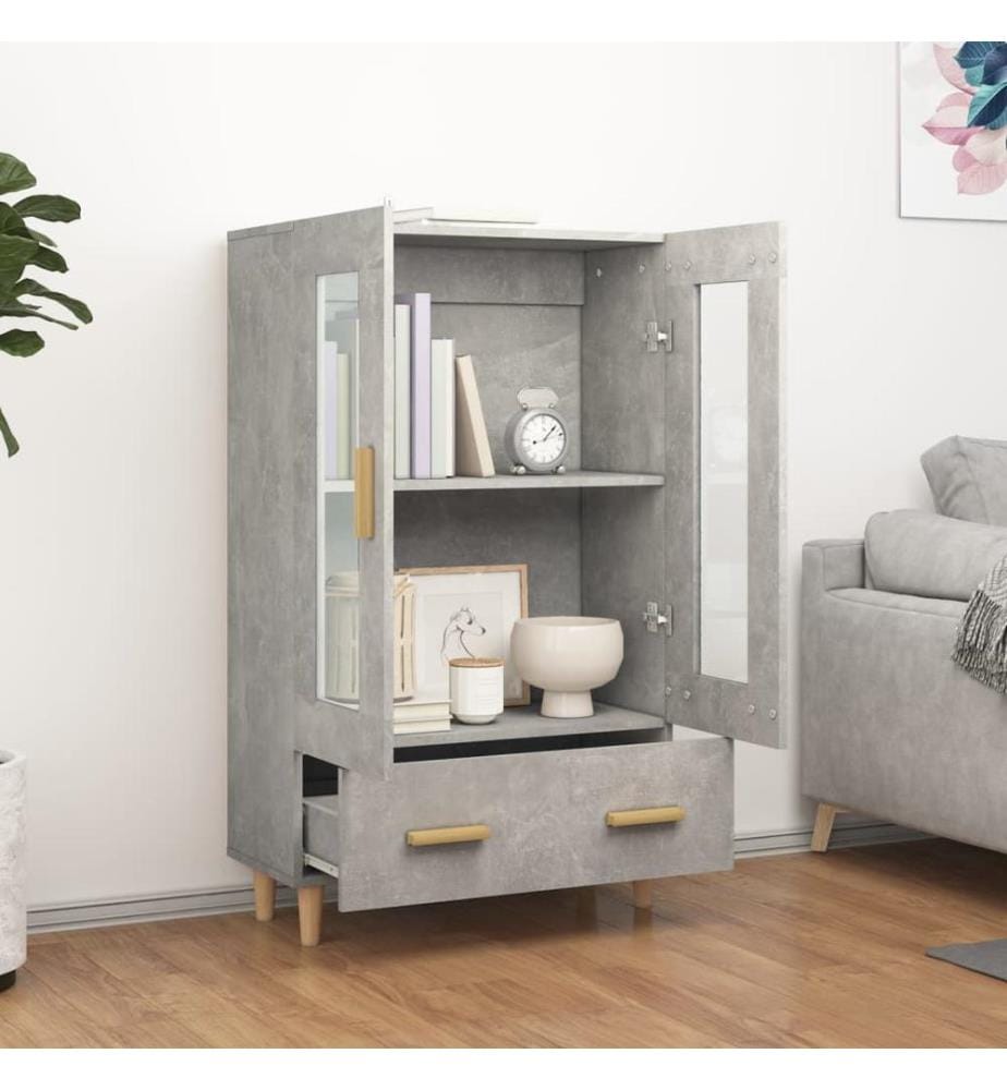 Buffet haut Gris béton 70x31x115 cm Bois d'ingénierie