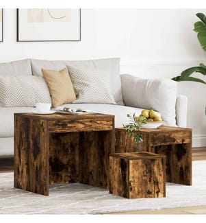 Satztische 3 Stk. Räuchereiche Holzwerkstoff