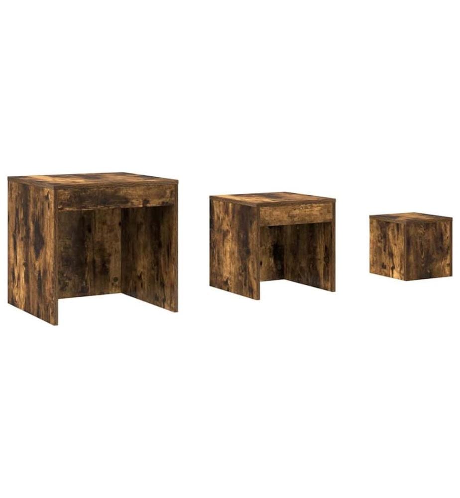 Satztische 3 Stk. Räuchereiche Holzwerkstoff