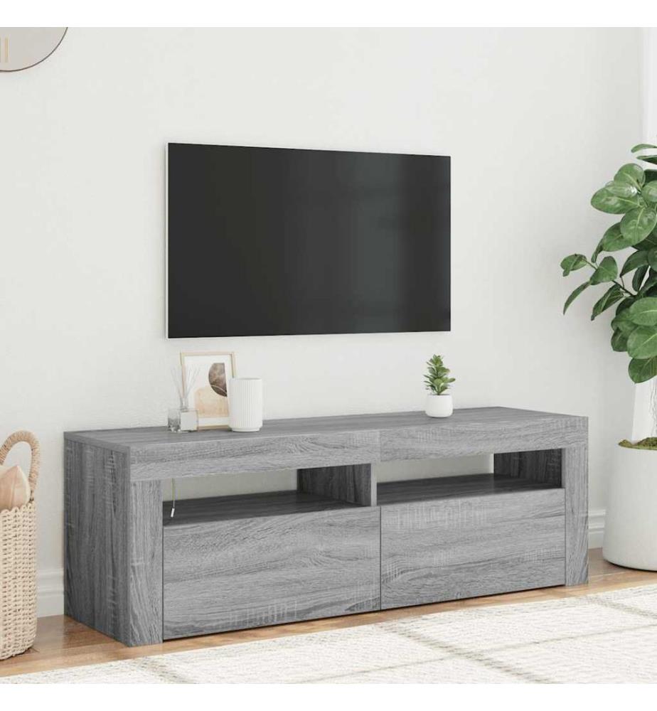 TV-Schrank mit LED-Leuchten Grau Sonoma 120x35x40 cm