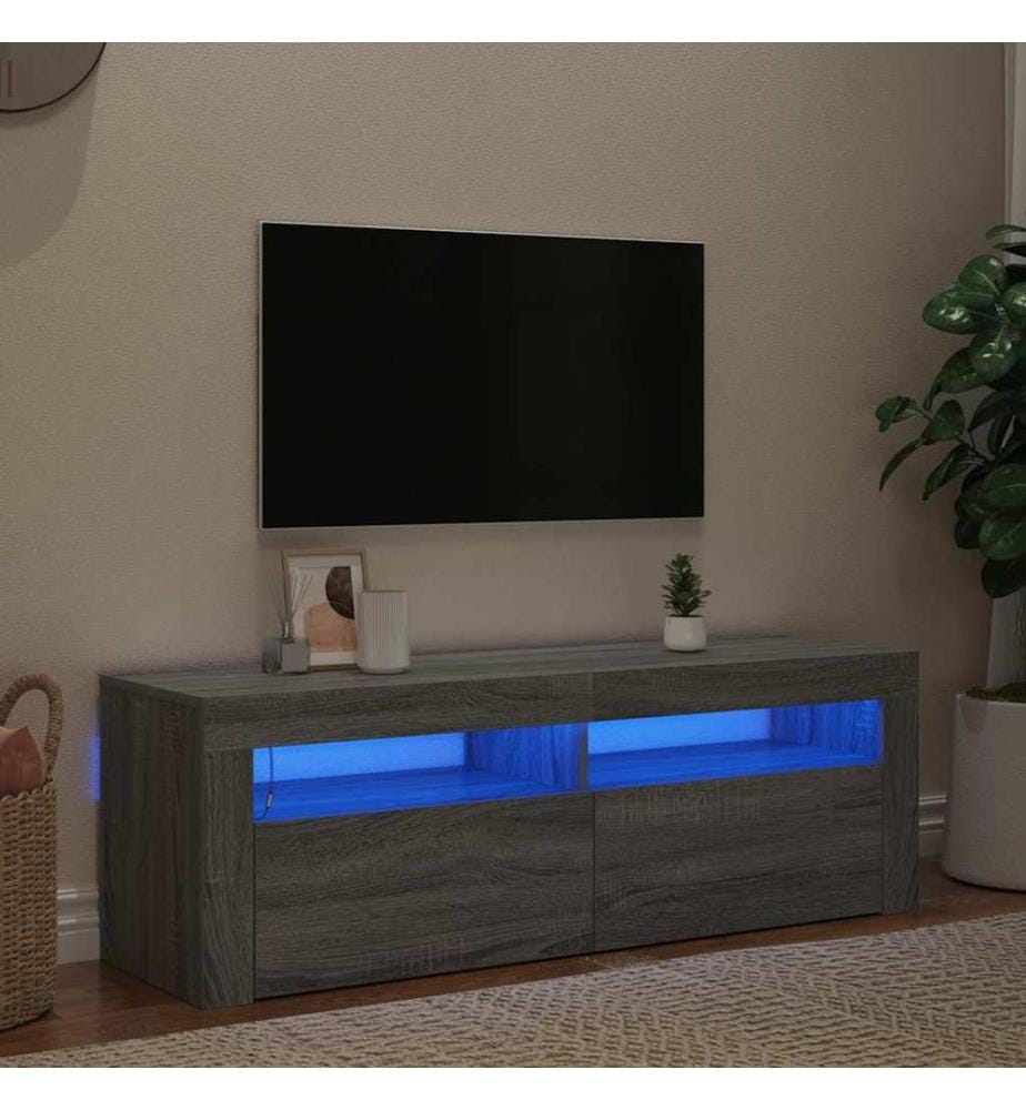 TV-Schrank mit LED-Leuchten Grau Sonoma 120x35x40 cm