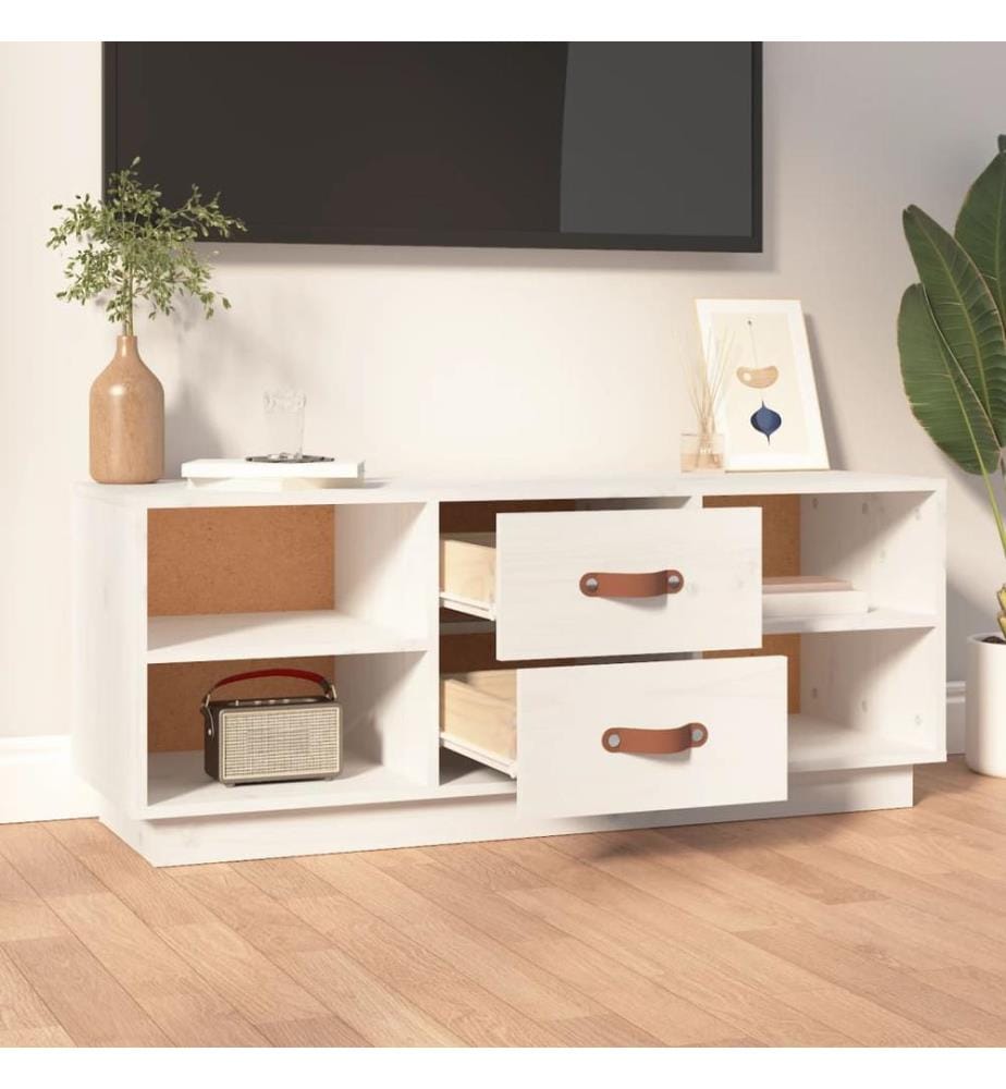 TV-Schrank Weiss 100x34x40 cm Massivholz Kiefer
