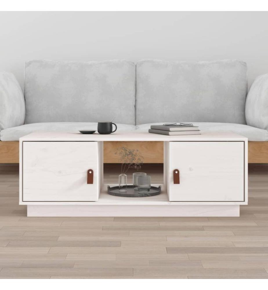 Couchtisch Weiss 100x50x35 cm Massivholz Kiefer