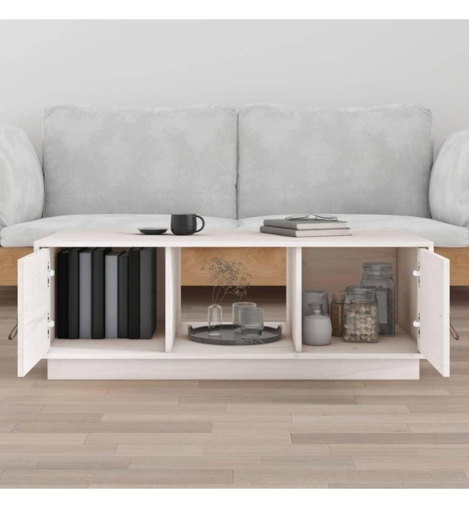 Couchtisch Weiss 100x50x35 cm Massivholz Kiefer