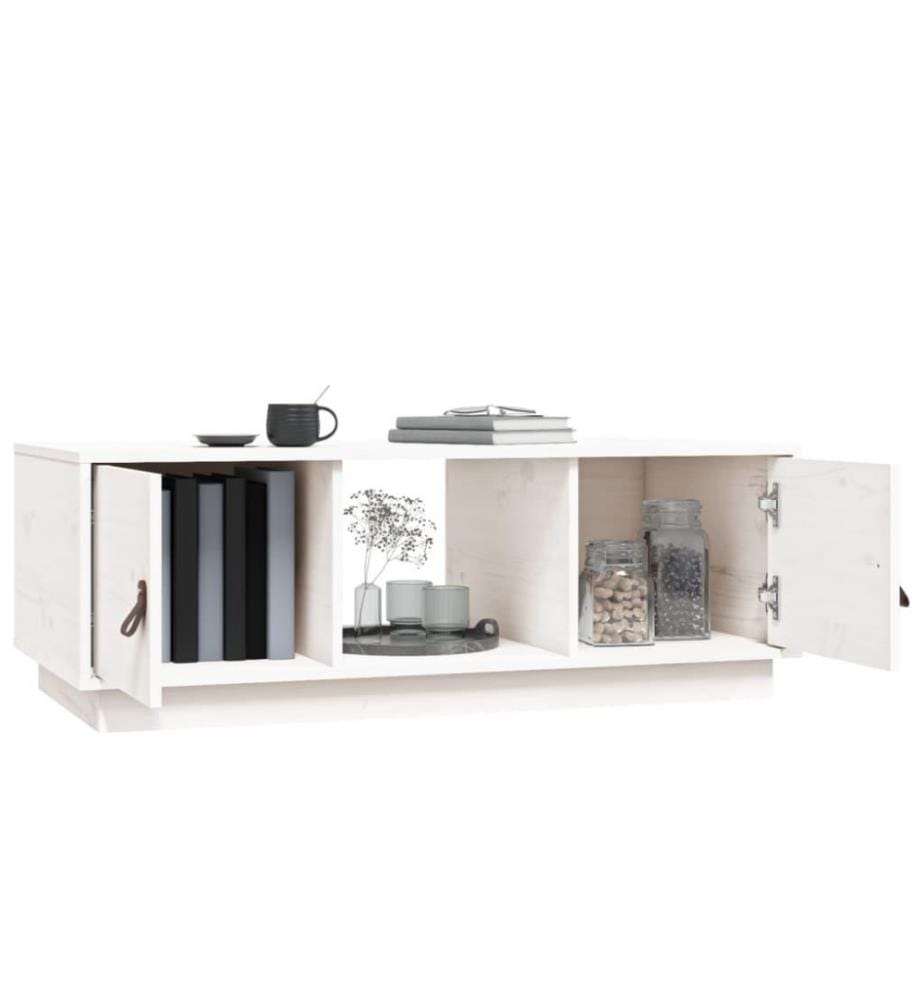 Couchtisch Weiss 100x50x35 cm Massivholz Kiefer