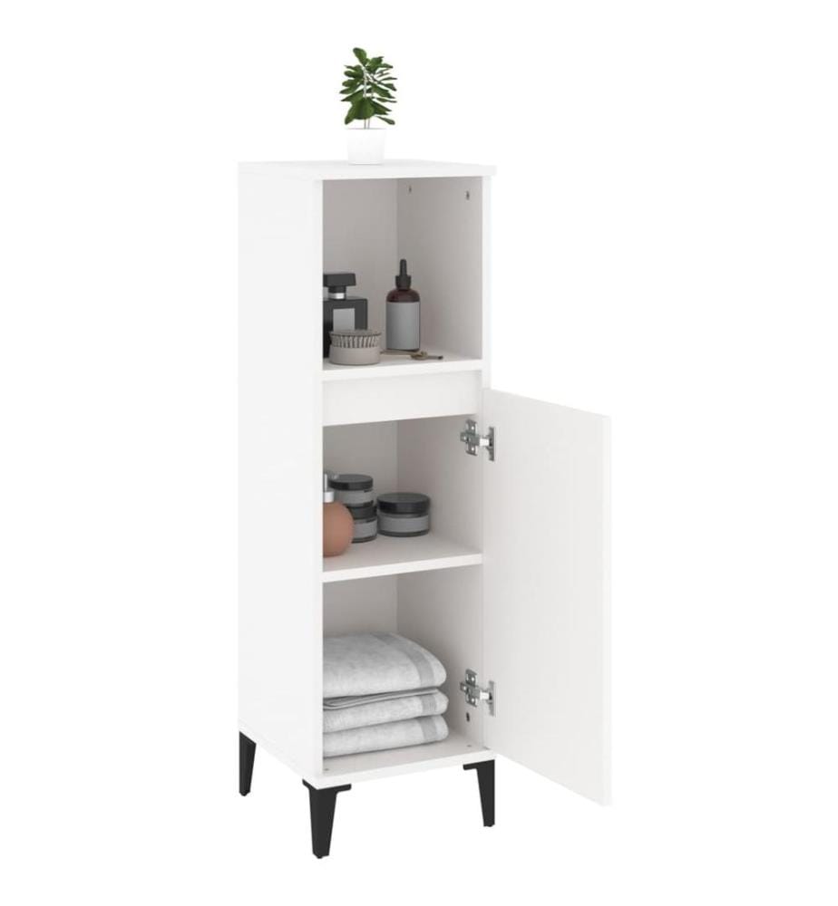 Armoire de salle de bain blanc 30x30x100 cm bois d'ingénierie