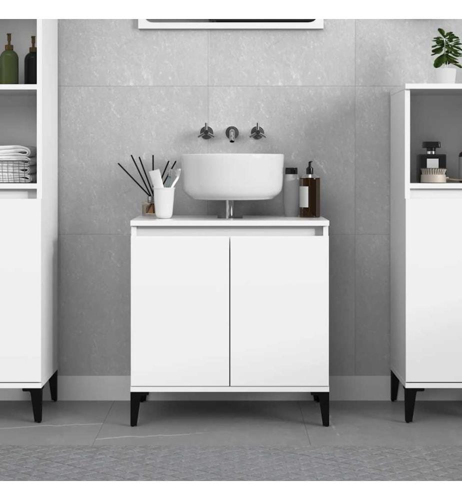 Waschbeckenunterschrank Weiss 58x33x60 cm Holzwerkstoff