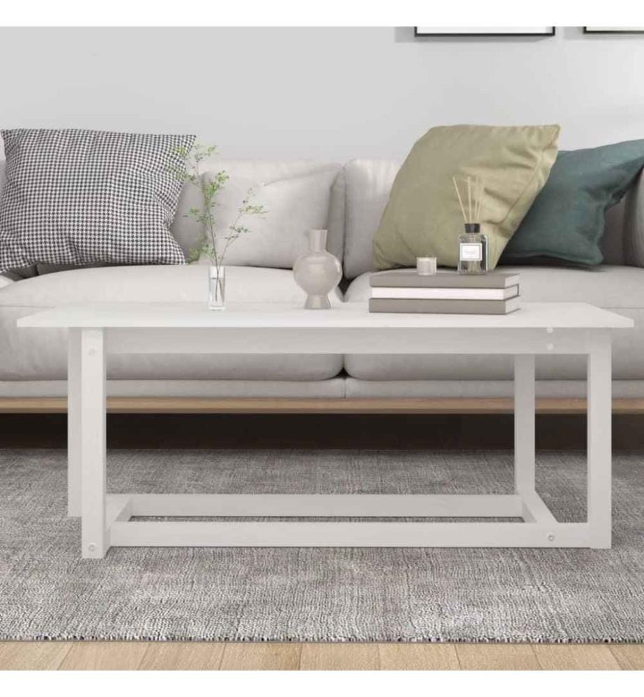 Couchtisch Weiss 110x55x45 cm Massivholz Kiefer