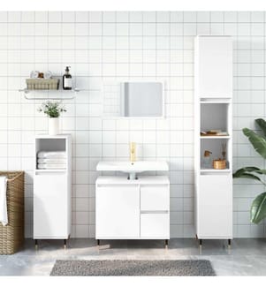 Badschrank Weiss 65x33x60 cm Holzwerkstoff