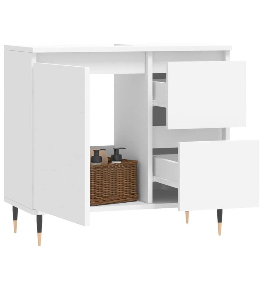 Badschrank Weiss 65x33x60 cm Holzwerkstoff