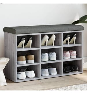 Banc à chaussures sonoma gris 82x32x50 cm bois d'ingénierie
