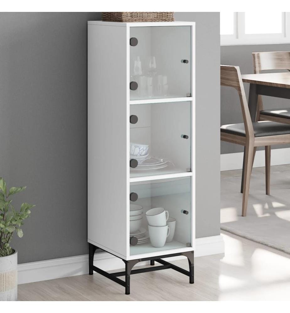 Highboard mit Glastüren Weiss 35x37x120 cm