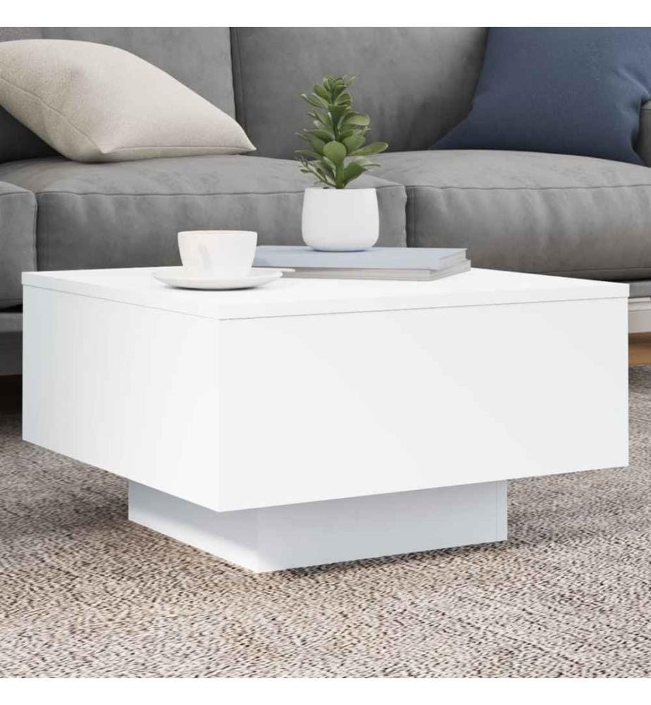 Couchtisch mit LED-Leuchten Weiss 55x55x31 cm