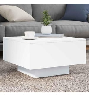 Couchtisch mit LED-Leuchten Weiss 55x55x31 cm