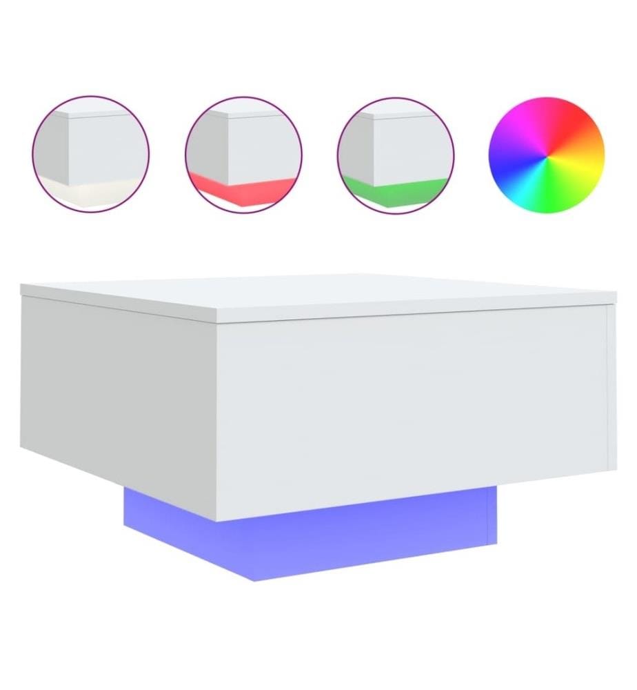 Couchtisch mit LED-Leuchten Weiss 55x55x31 cm