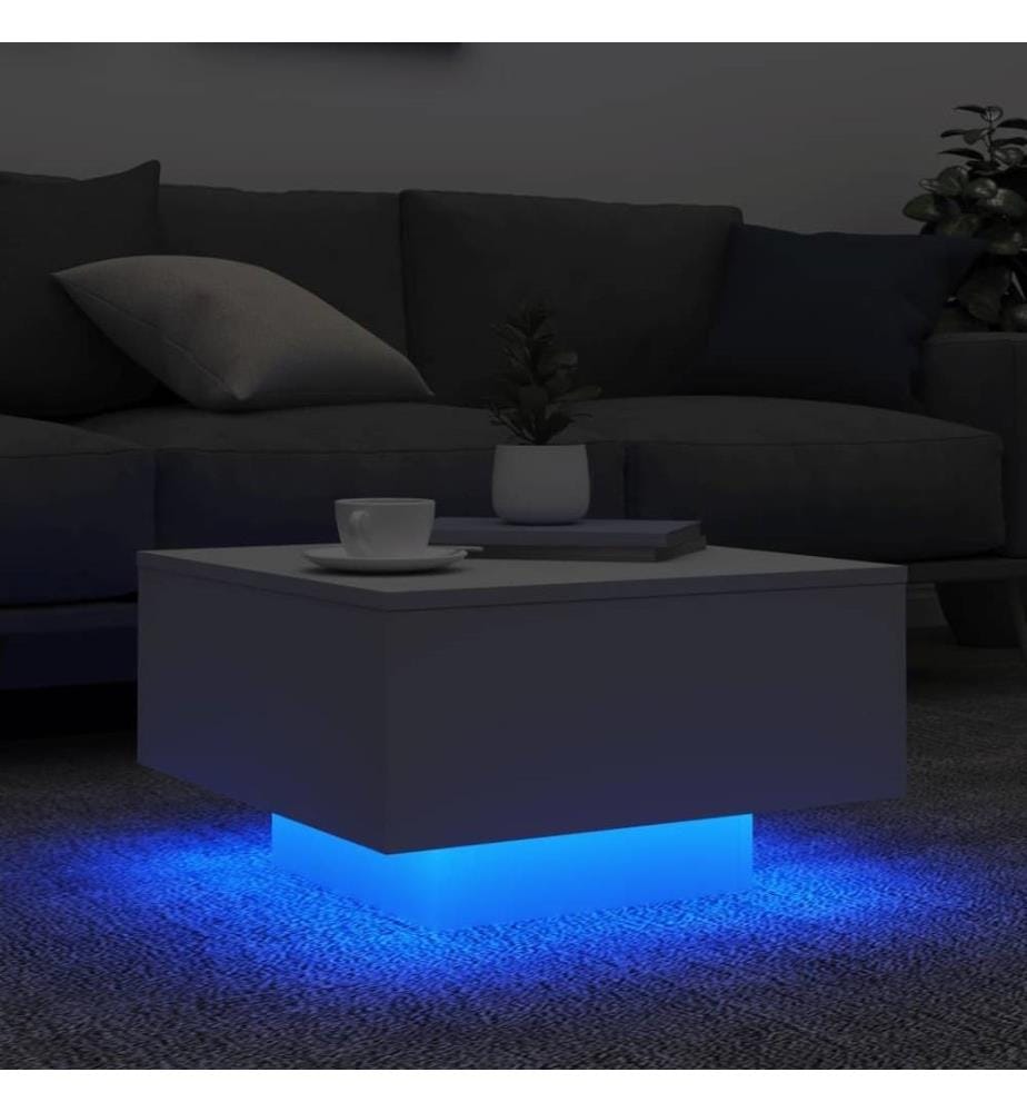 Couchtisch mit LED-Leuchten Weiss 55x55x31 cm
