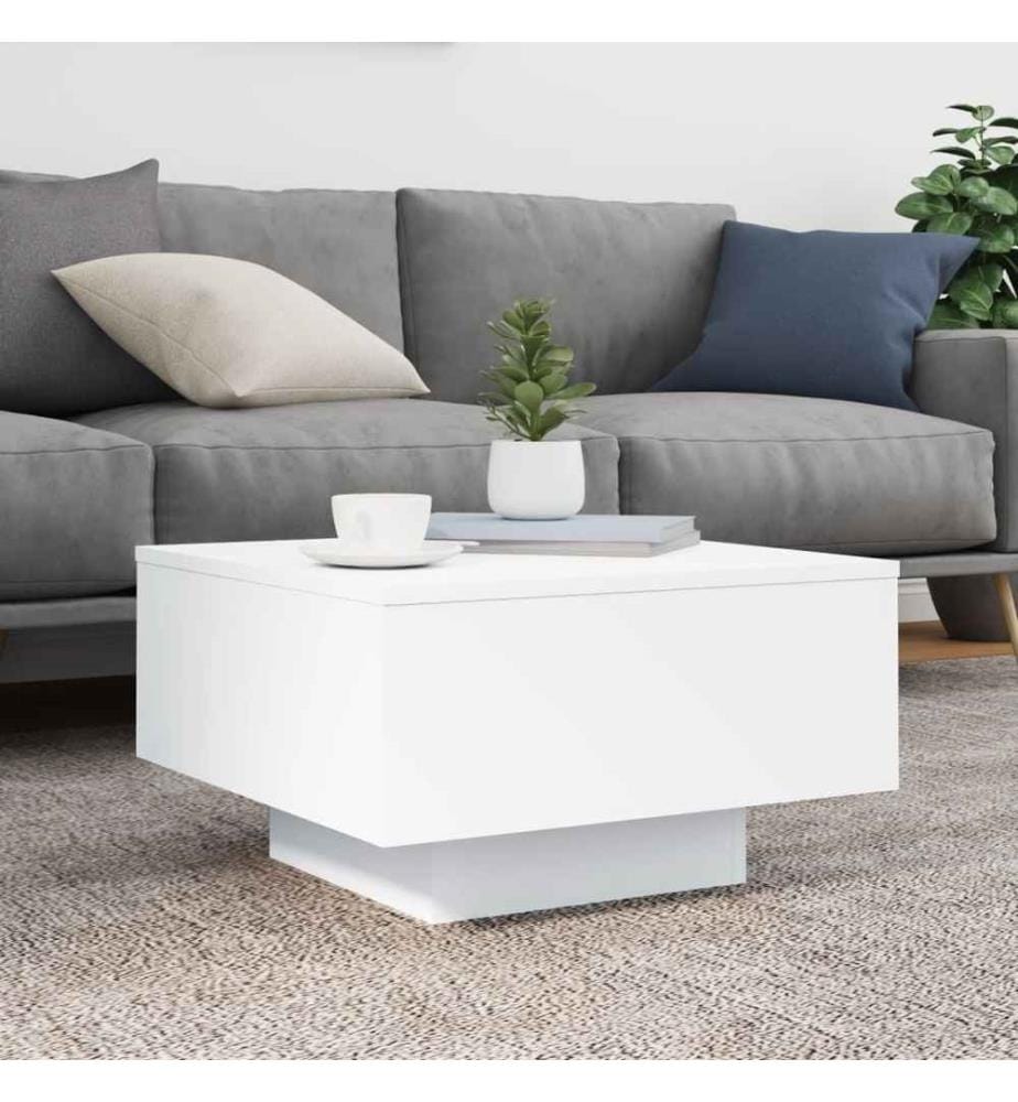 Couchtisch mit LED-Leuchten Weiss 55x55x31 cm