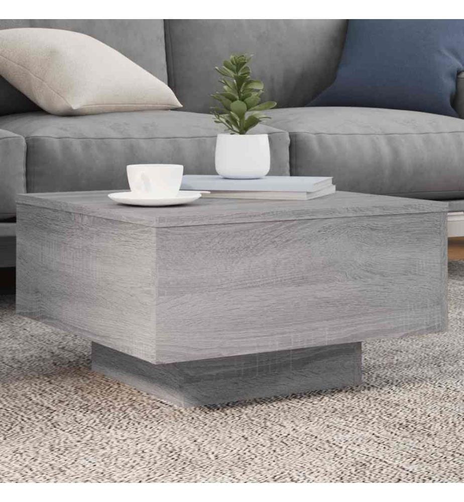 Couchtisch mit LED-Leuchten Grau Sonoma 55x55x31 cm