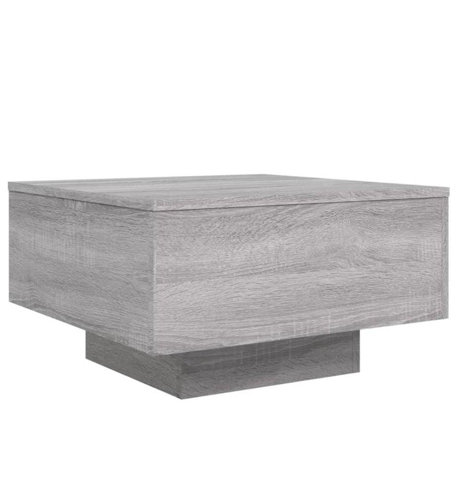Couchtisch mit LED-Leuchten Grau Sonoma 55x55x31 cm